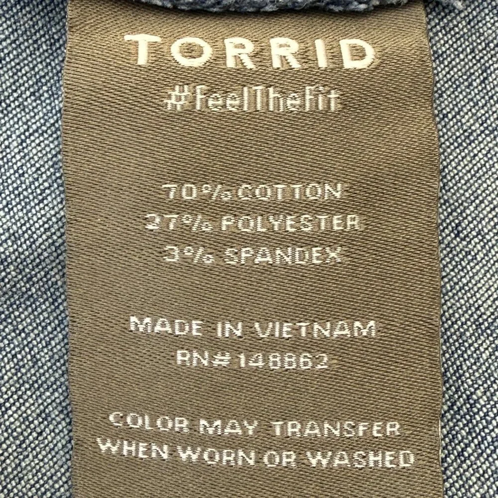 Torrid Crop Jacket Denim Women +3 Medium Wash Blue - Picture 4 of 8